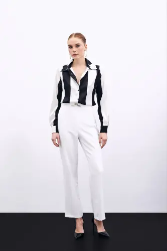 Aksesuar Detaylı Pantolon - Ekru - EKRU - 2
