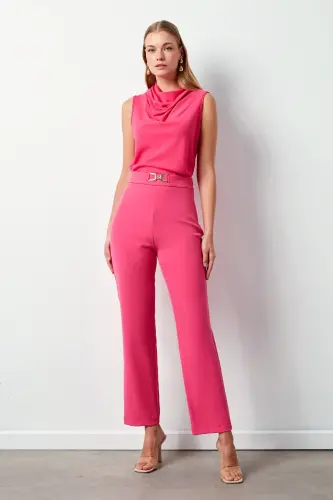 Aksesuar Detaylı Pantolon - Pembe - PEMBE - SATEEN (1)