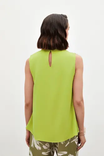 Aksesuar Detaylı Volanlı Bluz - Yağ Yeşili-YAĞ YEŞİLİ - 8