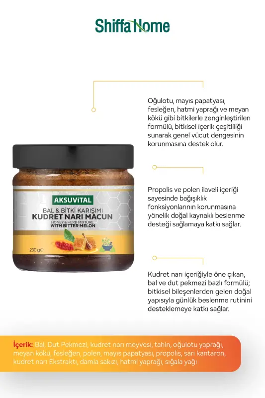 Aksuvital Bal Bitki Karışımı Ballı Kudret Narı Macunu 230 G - 4