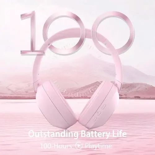 Active Noise Cancelling Headphones, 100H Playtime Headphone Wireless Bluetooth, Bluetooth Headphone with Microphone, Over Ear Wireless Headphones with Deep Bass,Fast Charging for Travel - 6