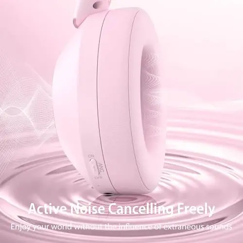 EAORUL Active Noise Cancelling Headphones, 100H Playtime Headphone Wireless Bluetooth, Bluetooth Headphone with Microphone, Over Ear Wireless Headphones with Deep Bass,Fast Charging for Travel - 2