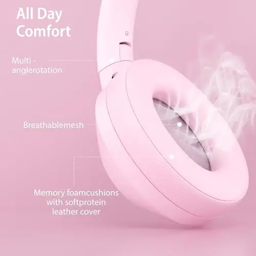 EAORUL Active Noise Cancelling Headphones, 100H Playtime Headphone Wireless Bluetooth, Bluetooth Headphone with Microphone, Over Ear Wireless Headphones with Deep Bass,Fast Charging for Travel - 5