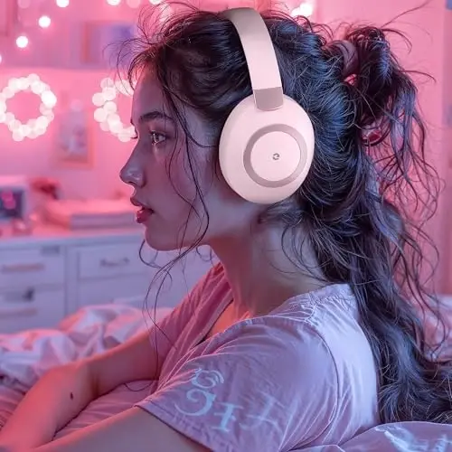 Active Noise Cancelling Headphones, 100H Playtime Headphone Wireless Bluetooth, Bluetooth Headphone with Microphone, Over Ear Wireless Headphones with Deep Bass,Fast Charging for Travel - 4