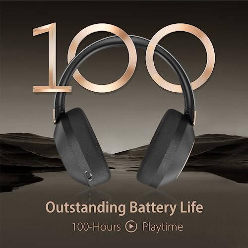 EAORUL Active Noise Cancelling Headphones, 100H Playtime Headphones Wireless Bluetooth, Bluetooth Headphone with Mic, Over Ear Wireless Headphone with Deep Bass,Fast Charging for Travel - 2