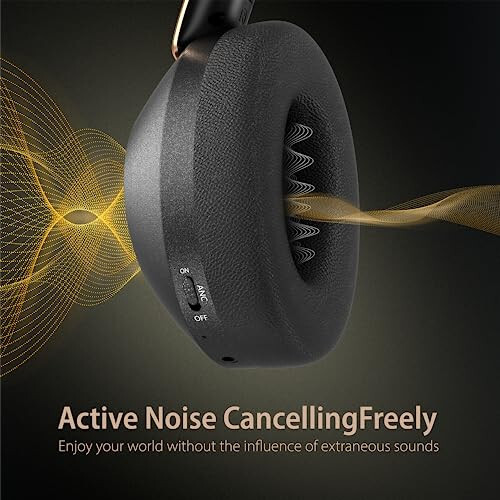 EAORUL Active Noise Cancelling Headphones, 100H Playtime Headphones Wireless Bluetooth, Bluetooth Headphone with Mic, Over Ear Wireless Headphone with Deep Bass,Fast Charging for Travel - 4