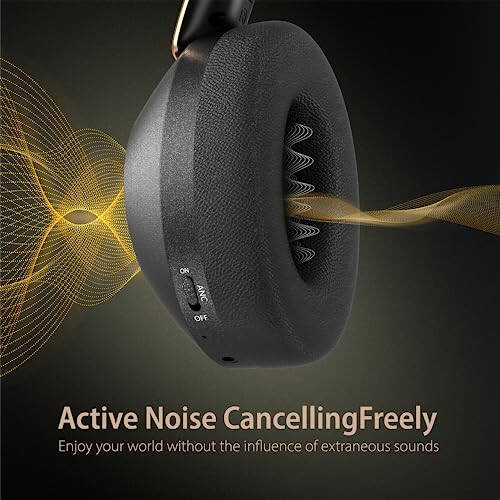 EAORUL Active Noise Cancelling Headphones, 100H Playtime Headphones Wireless Bluetooth, Bluetooth Headphone with Mic, Over Ear Wireless Headphone with Deep Bass,Fast Charging for Travel - 4