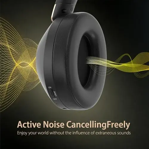EAORUL Active Noise Cancelling Headphones, 100H Playtime Headphones Wireless Bluetooth, Bluetooth Headphone with Mic, Over Ear Wireless Headphone with Deep Bass,Fast Charging for Travel - 2