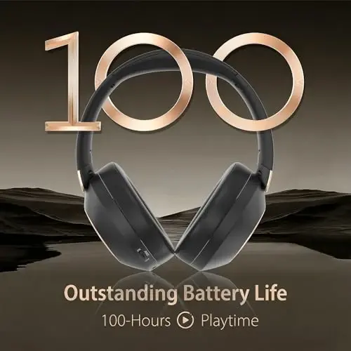 EAORUL Active Noise Cancelling Headphones, 100H Playtime Headphones Wireless Bluetooth, Bluetooth Headphone with Mic, Over Ear Wireless Headphone with Deep Bass,Fast Charging for Travel - 4
