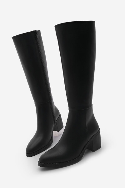 Aktone Black Women's Knee-High Heeled Boots - 1