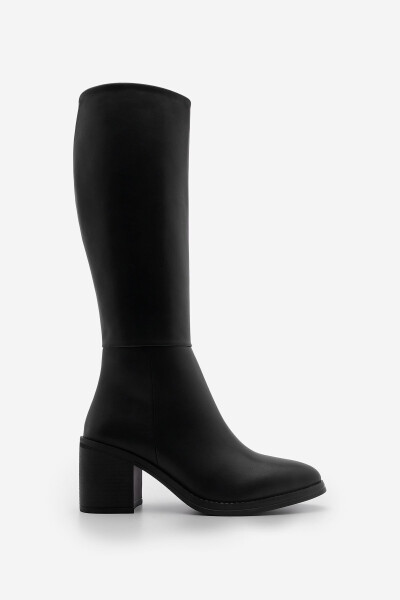 Aktone Black Women's Knee-High Heeled Boots - 3