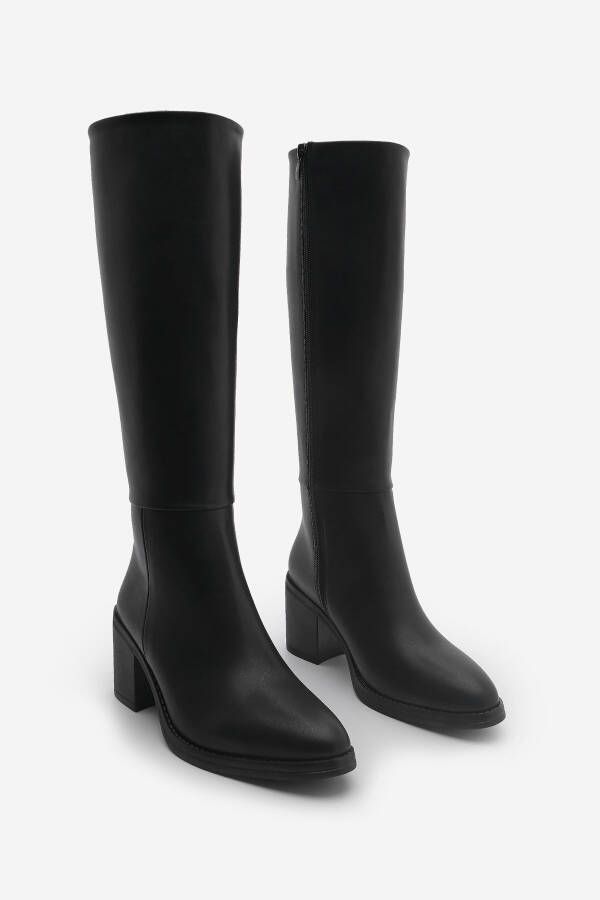 Aktone Black Women's Knee-High Heeled Boots - 5