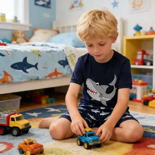 Akyzic kichik o‘g‘il bolalar uchun qisqa pijama to‘plamlari, yozgi 2 qismli bolalar uy kiyimi, 2-7 yosh - 3