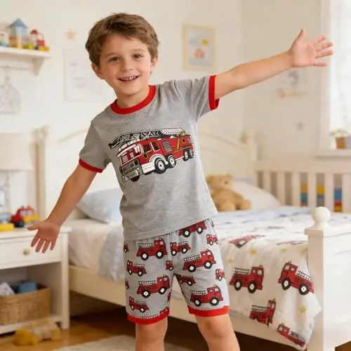 Akyzic Little Boy Short Pajamas Sets for Toddler Sleepwear Summer 2 Piece kids Pjs 2-7T 