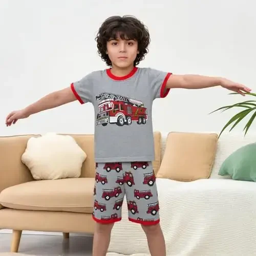 Akyzic Little Boy Short Pajamas Sets for Toddler Sleepwear Summer 2 Piece kids Pjs 2-7T - 2