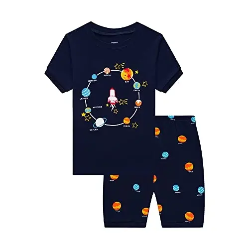 Akyzic Little Boy Short Pajamas Sets for Toddler Sleepwear Summer 2 Piece kids Pjs 2-7T 