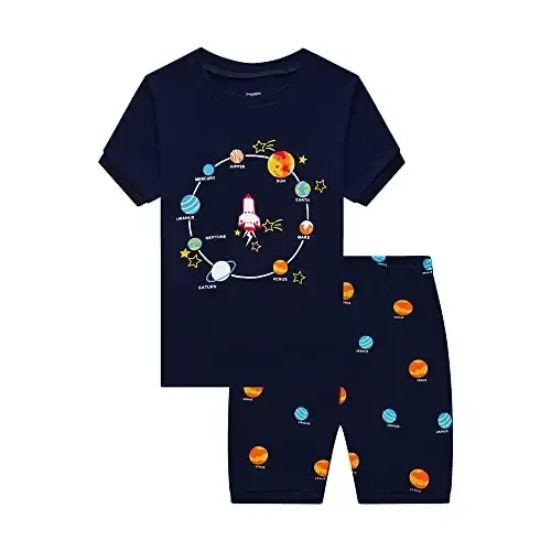 Akyzic Little Boy Short Pajamas Sets for Toddler Sleepwear Summer 2 Piece kids Pjs 2-7T - 1