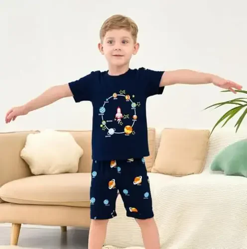 Akyzic Little Boy Short Pajamas Sets for Toddler Sleepwear Summer 2 Piece kids Pjs 2-7T - 2