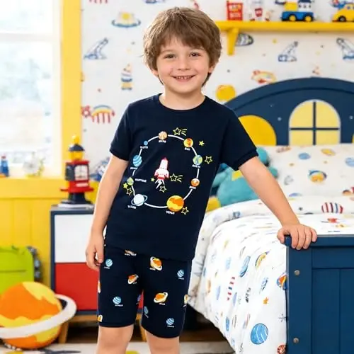 Akyzic Little Boy Short Pajamas Sets for Toddler Sleepwear Summer 2 Piece kids Pjs 2-7T - AKYZIC (1)