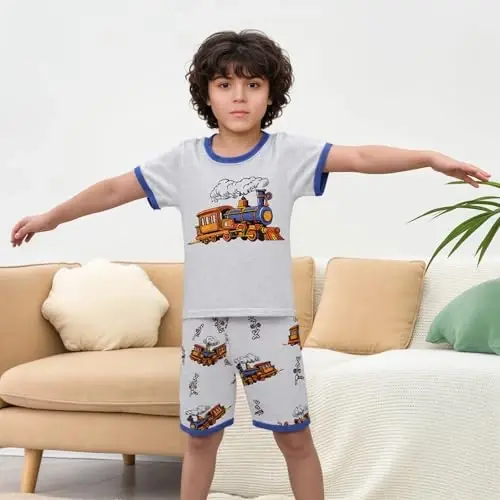 Akyzic Little Boy Short Pajamas Sets for Toddler Sleepwear Summer 2 Piece kids Pjs 2-7T - 2