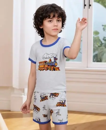Akyzic Little Boy Short Pajamas Sets for Toddler Sleepwear Summer 2 Piece kids Pjs 2-7T - 3
