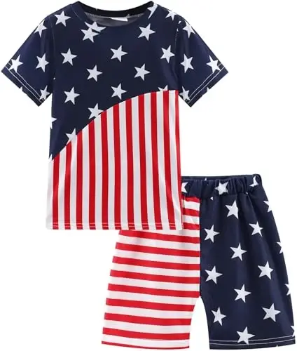 Akyzic Little Boy Short Pajamas Sets for Toddler Sleepwear Summer 2 Piece kids Pjs 2-7T - 1