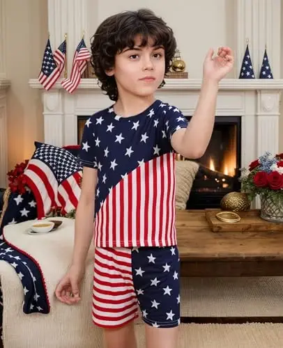 Akyzic Little Boy Short Pajamas Sets for Toddler Sleepwear Summer 2 Piece kids Pjs 2-7T - MODAZONE (1)