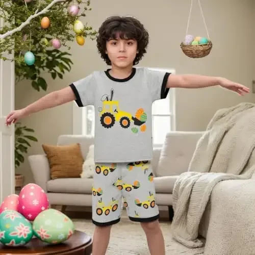 Akyzic Little Boy Short Pajamas Sets for Toddler Sleepwear Summer 2 Piece kids Pjs 2-7T - MODAZONE (1)