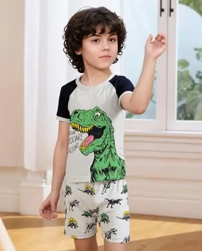 Akyzic Little Boy Short Pajamas Sets for Toddler Sleepwear Summer 2 Piece kids Pjs 2-7T - 2