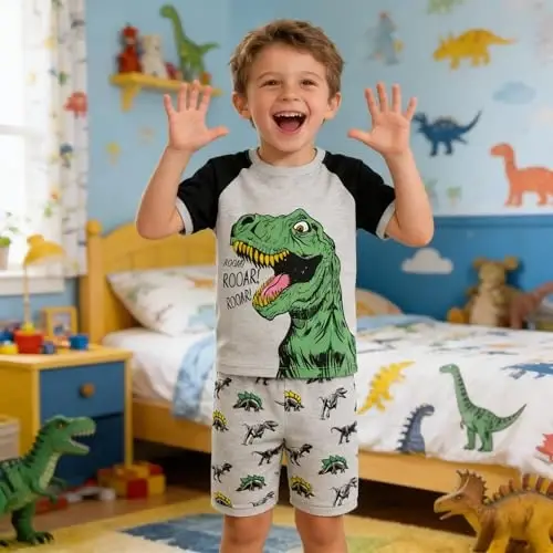 Akyzic Little Boy Short Pajamas Sets for Toddler Sleepwear Summer 2 Piece kids Pjs 2-7T 