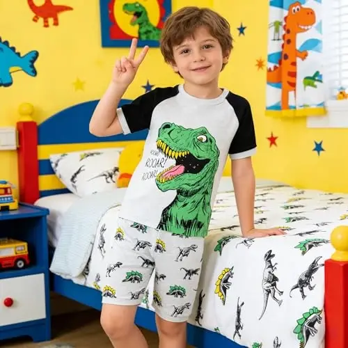 Akyzic Little Boy Short Pajamas Sets for Toddler Sleepwear Summer 2 Piece kids Pjs 2-7T - 3