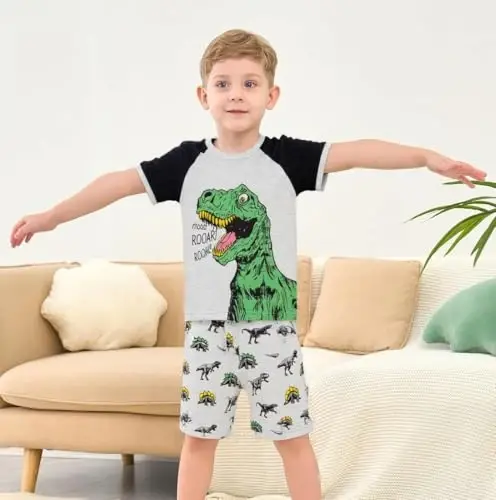 Akyzic Little Boy Short Pajamas Sets for Toddler Sleepwear Summer 2 Piece kids Pjs 2-7T - 3