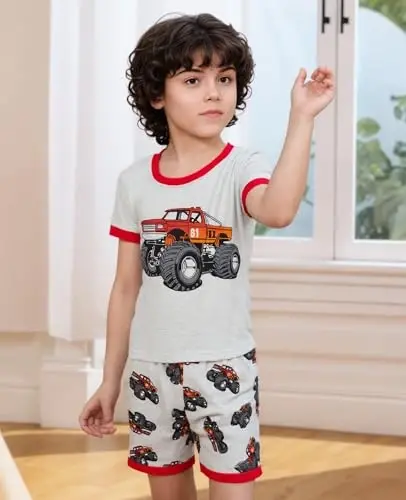 Akyzic Little Boy Short Pajamas Sets for Toddler Sleepwear Summer 2 Piece kids Pjs 2-7T - Akyzic (1)