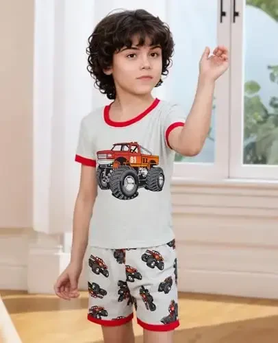 Akyzic Little Boy Short Pajamas Sets for Toddler Sleepwear Summer 2 Piece kids Pjs 2-7T - Akyzic (1)