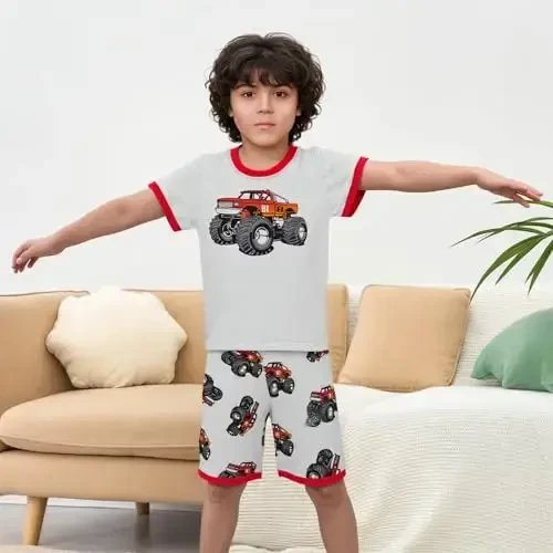 Akyzic Little Boy Short Pajamas Sets for Toddler Sleepwear Summer 2 Piece kids Pjs 2-7T - 3