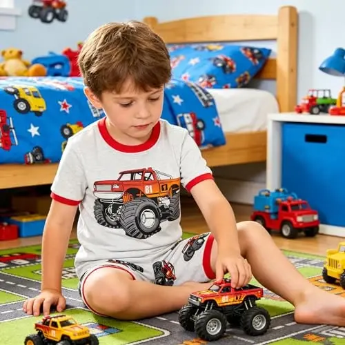 Akyzic Little Boy Short Pajamas Sets for Toddler Sleepwear Summer 2 Piece kids Pjs 2-7T - 3