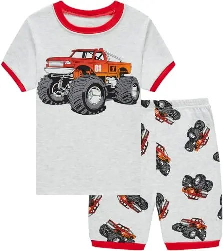 Akyzic Little Boy Short Pajamas Sets for Toddler Sleepwear Summer 2 Piece kids Pjs 2-7T - 1
