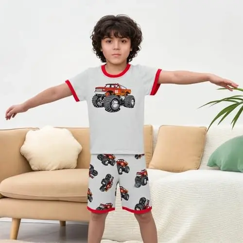 Akyzic Little Boy Short Pajamas Sets for Toddler Sleepwear Summer 2 Piece kids Pjs 2-7T - 3
