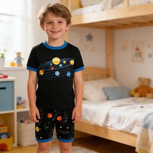 Akyzic Little Boy Short Pajamas Sets for Toddler Sleepwear Summer 2 Piece kids Pjs 2-7T 