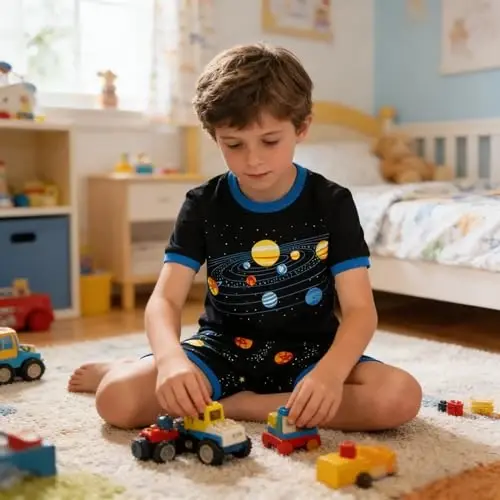 Akyzic Little Boy Short Pajamas Sets for Toddler Sleepwear Summer 2 Piece kids Pjs 2-7T - 2