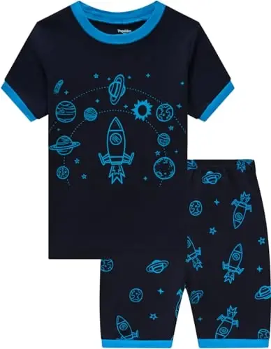 Akyzic Little Boy Short Pajamas Sets for Toddler Sleepwear Summer 2 Piece kids Pjs 2-7T 