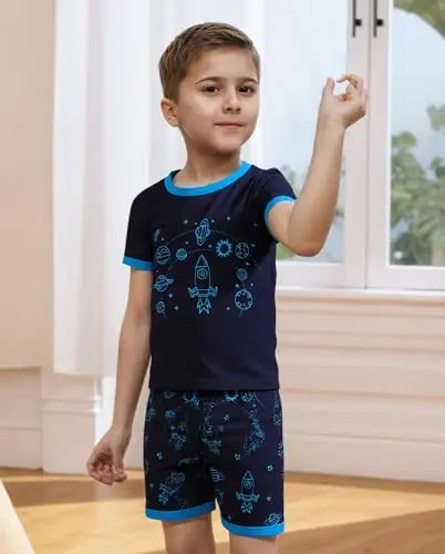 Akyzic Little Boy Short Pajamas Sets for Toddler Sleepwear Summer 2 Piece kids Pjs 2-7T - Akyzic (1)