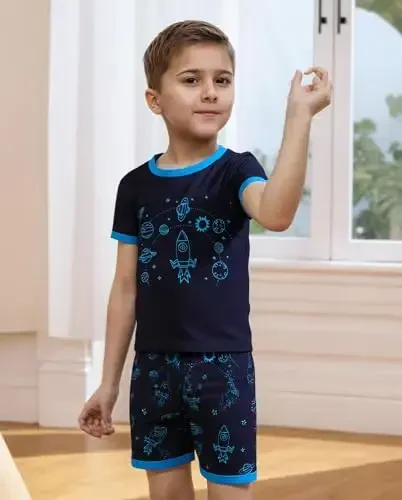 Akyzic Little Boy Short Pajamas Sets for Toddler Sleepwear Summer 2 Piece kids Pjs 2-7T - Akyzic (1)