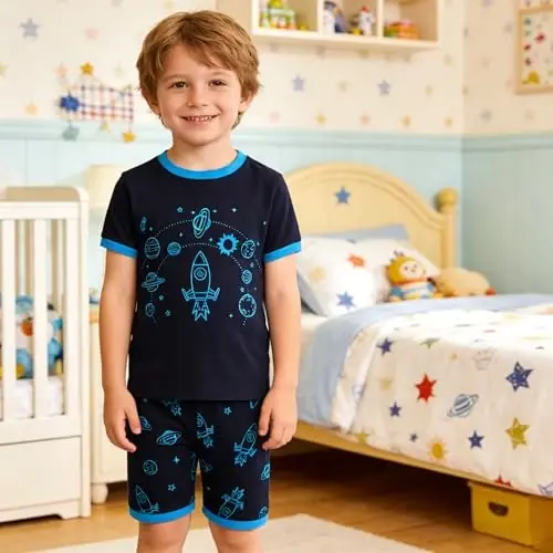 Akyzic Little Boy Short Pajamas Sets for Toddler Sleepwear Summer 2 Piece kids Pjs 2-7T 