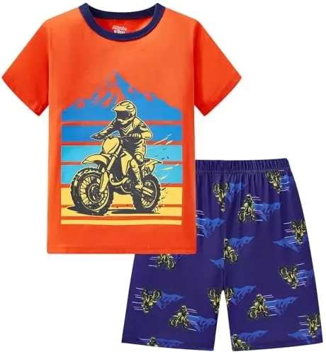 Akyzic Little Boy Short Pajamas Sets for Toddler Sleepwear Summer 2 Piece kids Pjs 2-7T - 1