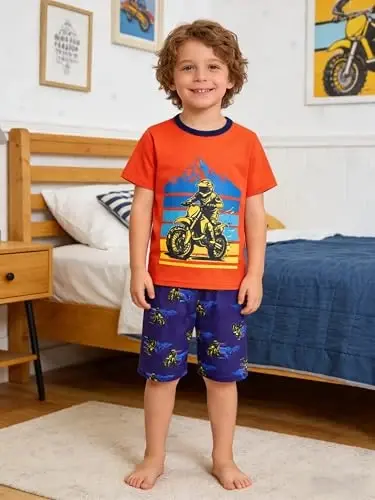 Akyzic Little Boy Short Pajamas Sets for Toddler Sleepwear Summer 2 Piece kids Pjs 2-7T - AKYZIC (1)