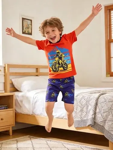 Akyzic Little Boy Short Pajamas Sets for Toddler Sleepwear Summer 2 Piece kids Pjs 2-7T - 4