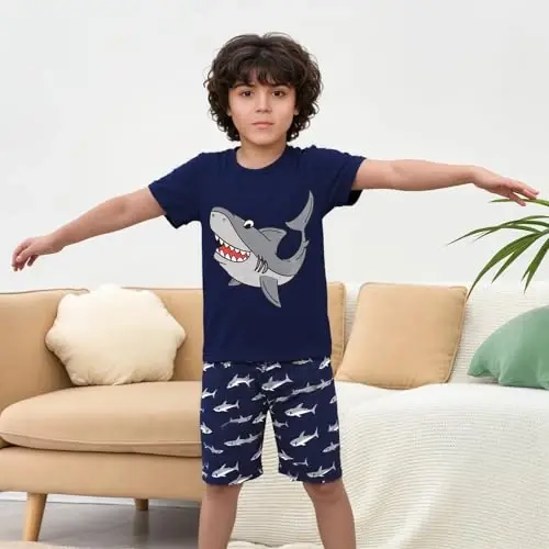 Akyzic Little Boy Short Pajamas Sets for Toddler Sleepwear Summer 2 Piece kids Pjs 2-7T - AKYZIC (1)