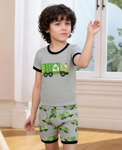 Akyzic Little Boy Short Pajamas Sets for Toddler Sleepwear Summer 2 Piece kids Pjs 2-7T - 2