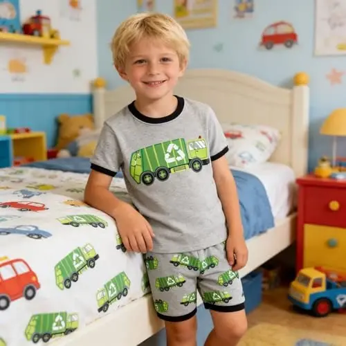 Akyzic Little Boy Short Pajamas Sets for Toddler Sleepwear Summer 2 Piece kids Pjs 2-7T - 1